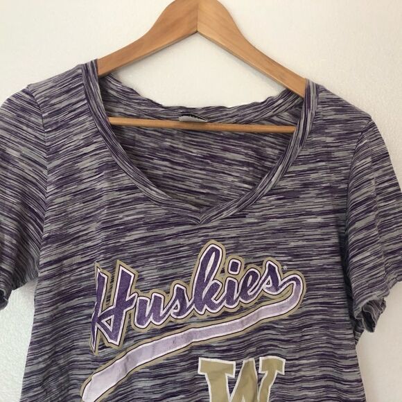 CREATIVE APPAREL UW Washington Huskies V Neck Marled T-Shirt Size XL - Picture 3 of 15